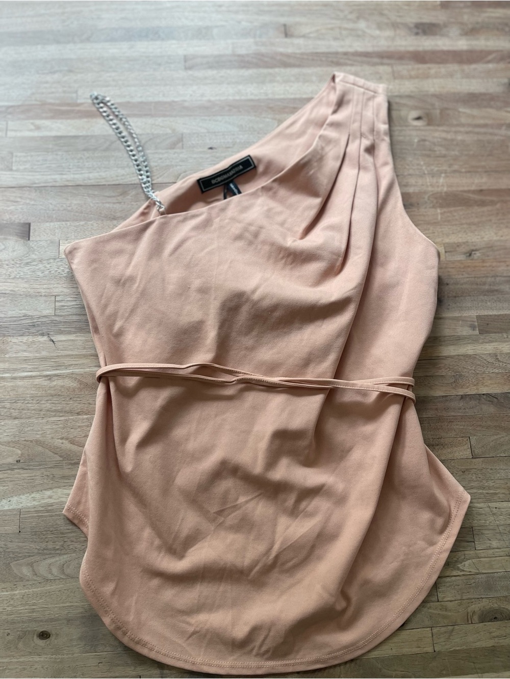 BCBG One-Shoulder Blush Peach Fitted Top | Women’s Small | NWT